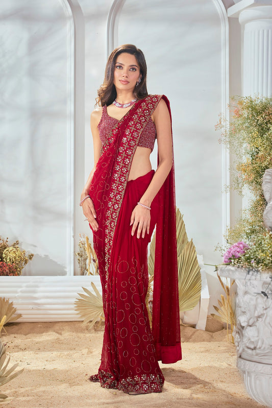 RED GEORGETTE SAREE