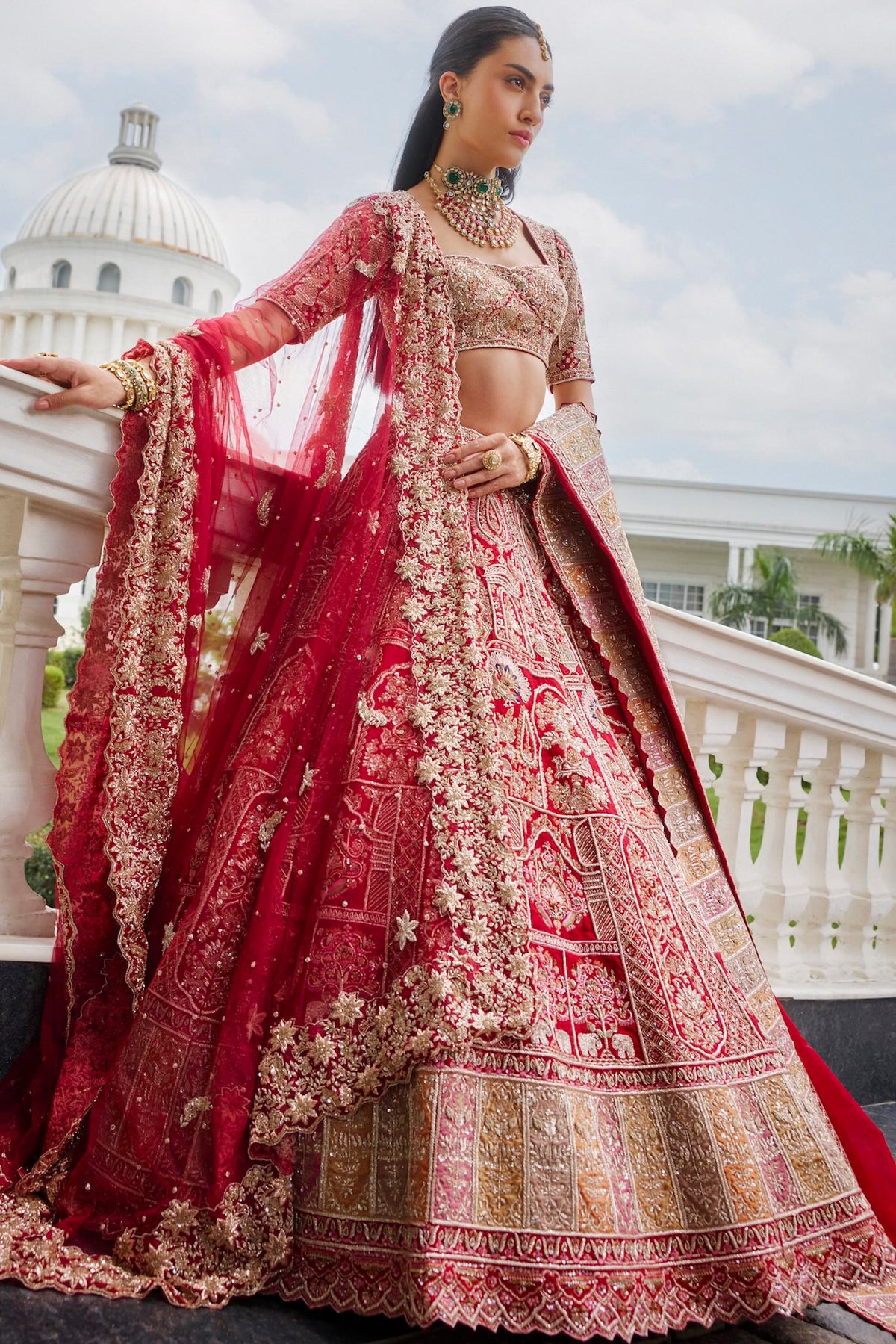 MIRA RED BRIDAL LEHENGA