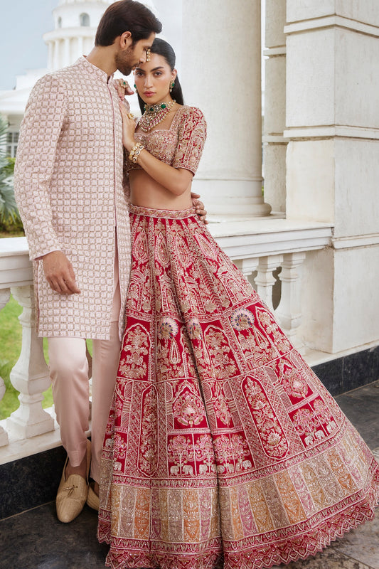 MIRA RED BRIDAL LEHENGA