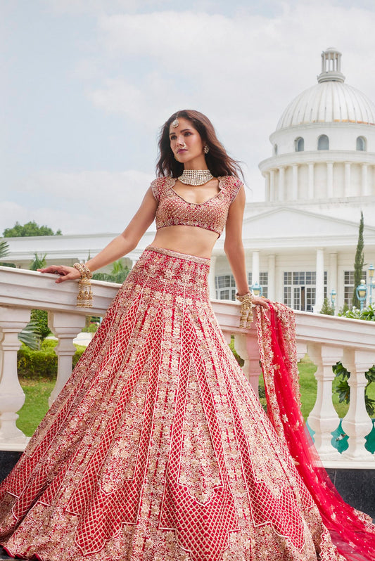 ISHQ RED BRIDAL LEHENGA