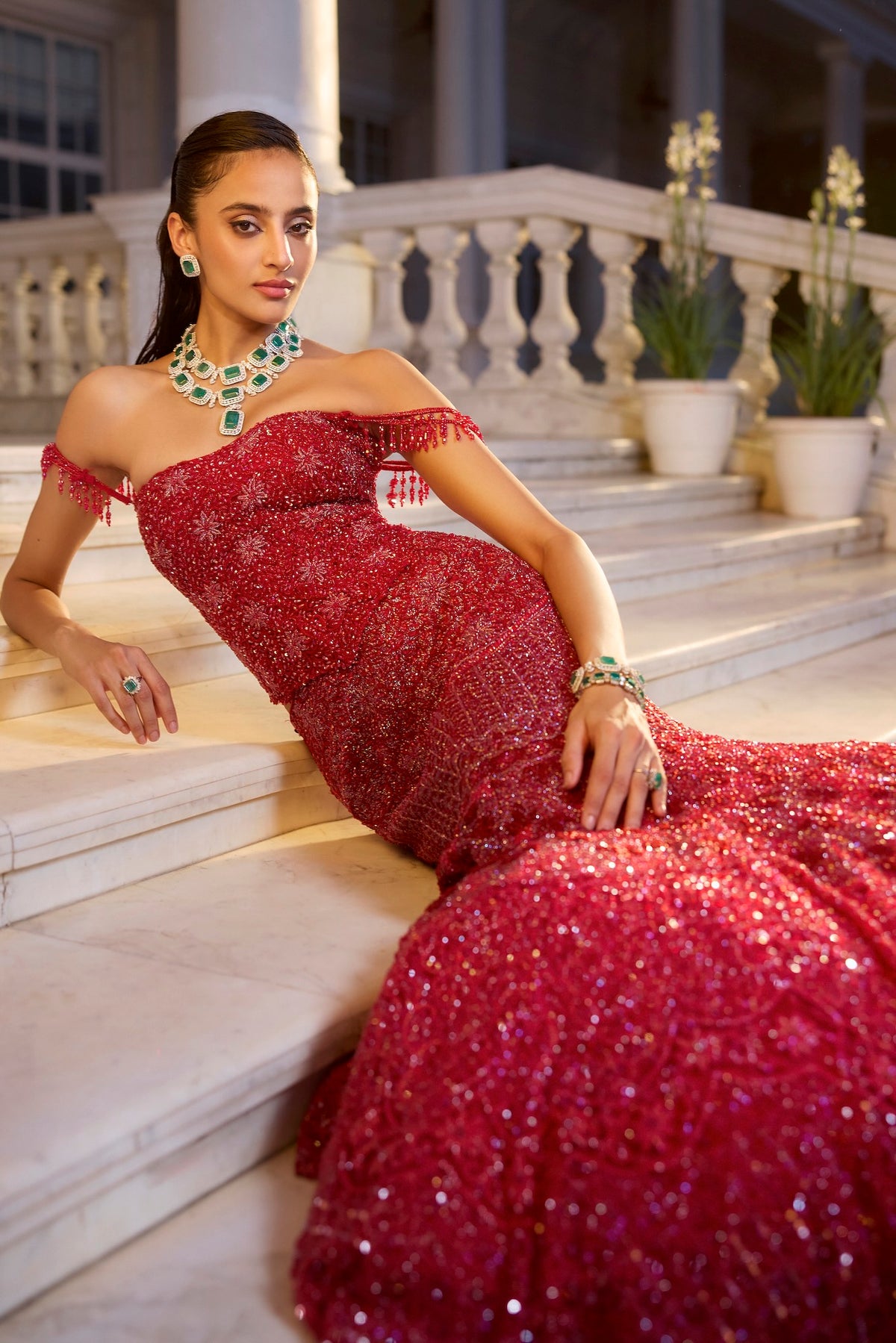 red fish dress RED FISHCUT – Surabhi Chopra Label