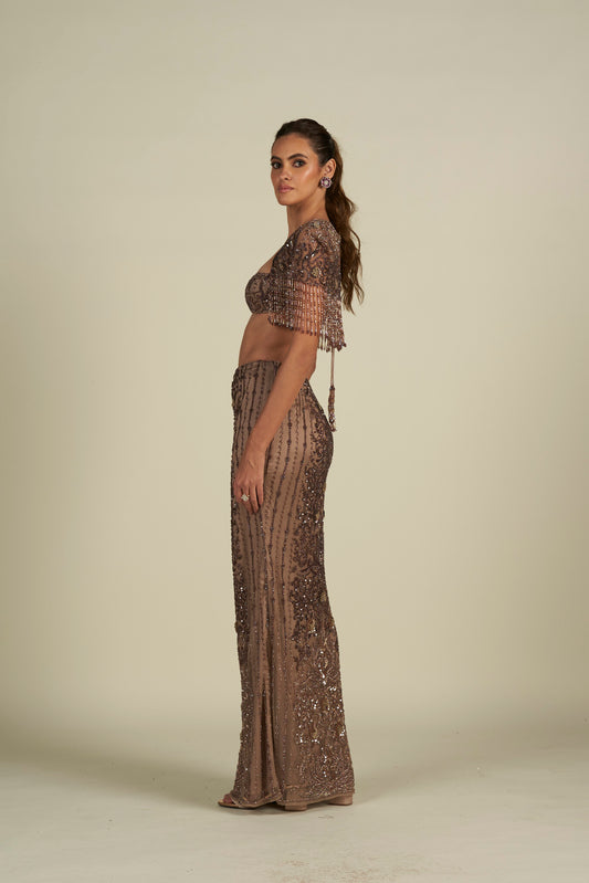BROWN SKIRT SET