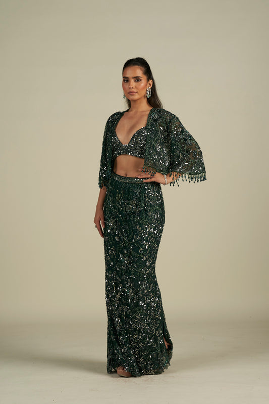 GREEN SKIRT SET
