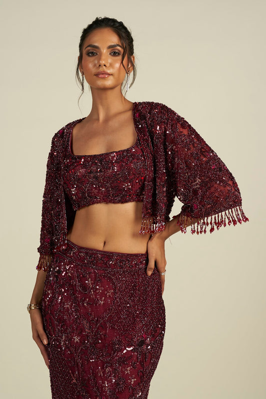 CHERRY RED SKIRT SET