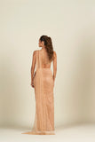 PEACH GOLD DRAPE SAREE
