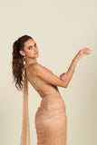 PEACH GOLD DRAPE SAREE