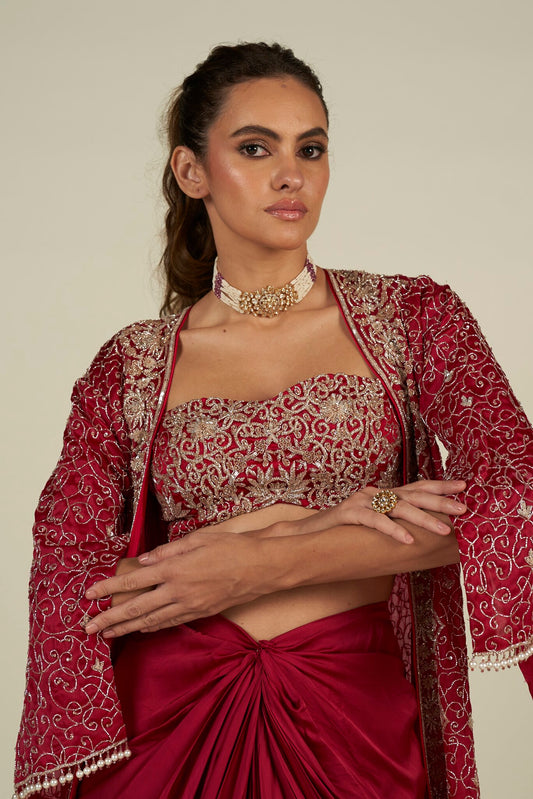 FUCHSIA PINK LONG CAPE