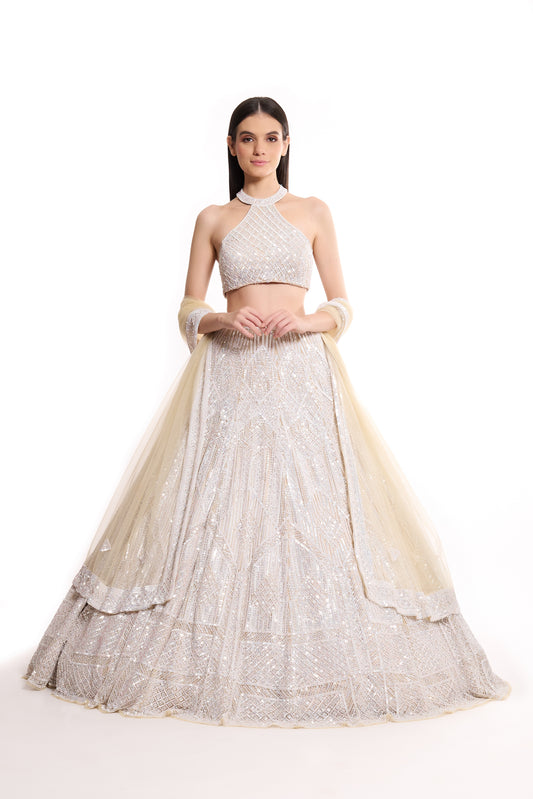 surabhi chopra white bridal lehenga