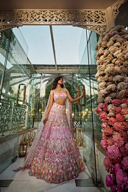 multi color lehenga for bride