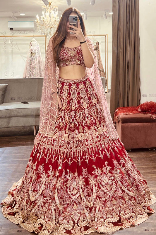 red wedding lehenga