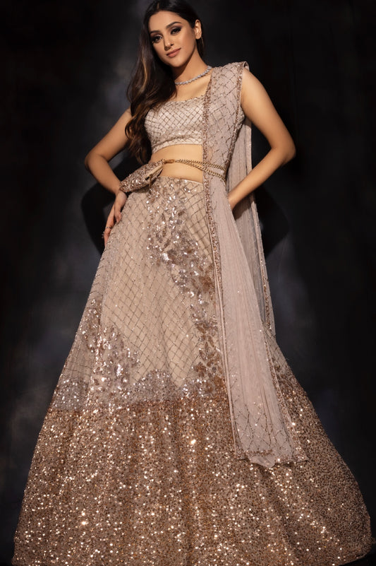 ivory sequin lehenga