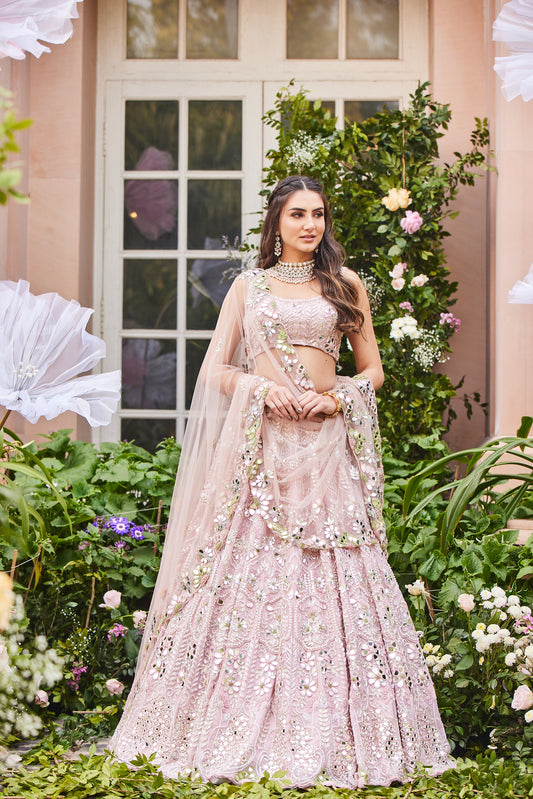 powder pink bridal lehenga