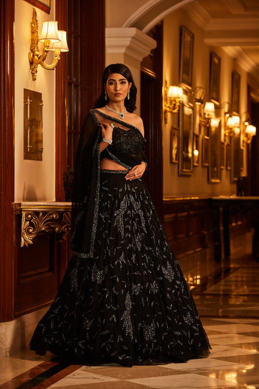 black lehenga for women